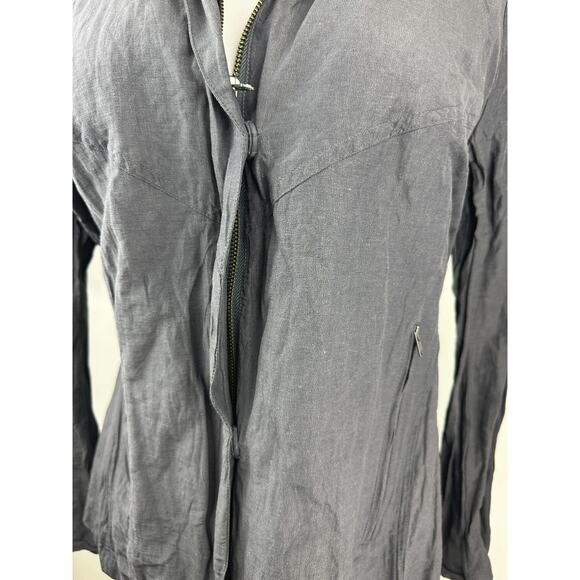 Eileen Fisher Grey Metallic Shimmer Crinkle Full Zip Jacket Long Sleeve Large - Picture 7 of 16